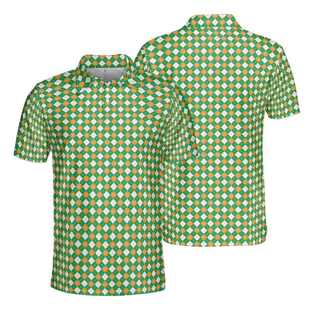 Irish Plaid St Patricks Day Golf Shirt Moisture Wicking Short Sleeve Polo Shirt