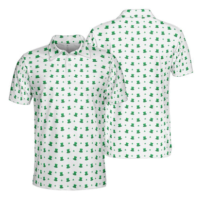 Tops Hats and Shamrocks St Patricks Day Golf Shirt Moisture Wicking Short Sleeve Polo Shirt