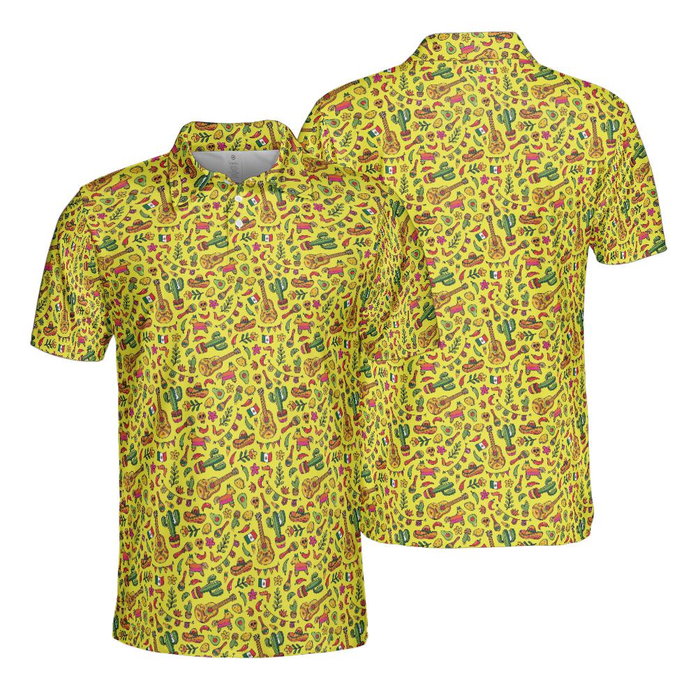 Cinco De Mayo Fiesta Golf Shirt Moisture Wicking Short Sleeve Polo Shirts for Men