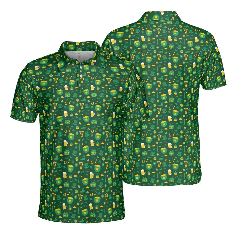 Irish Pub Party St Patricks Day Golf Shirt Moisture Wicking Short Sleeve Polo Shirt for Men