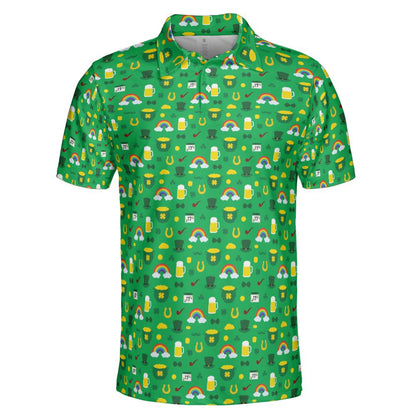 Irish Luck St Patricks Day Golf Shirt Moisture Wicking Short Sleeve Polo Shirt for Men