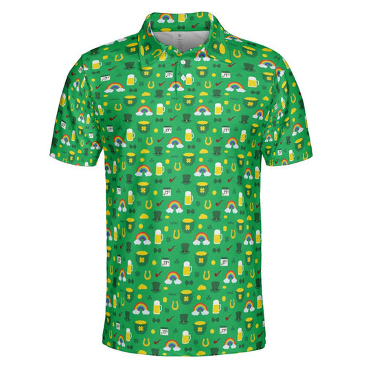 Irish Luck St Patricks Day Golf Shirt Moisture Wicking Short Sleeve Polo Shirt for Men
