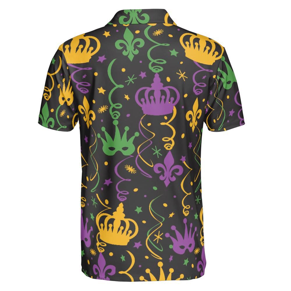 Mardi Gras Polo Shirts for Men Moisture Wicking Short Sleeve Golf Shirt