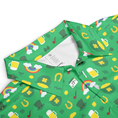 Irish Luck St Patricks Day Golf Shirt Moisture Wicking Short Sleeve Polo Shirt for Men