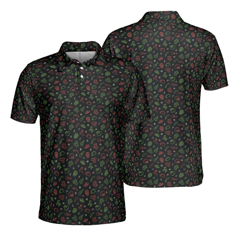 Cinco De Mayo Fiesta Taco Pinata Golf Shirt Moisture Wicking Short Sleeve Polo Shirts for Men