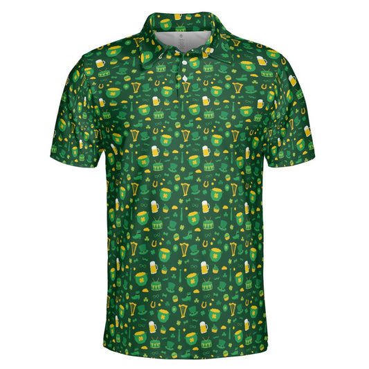 Irish Pub Party St Patricks Day Golf Shirt Moisture Wicking Short Sleeve Polo Shirt for Men