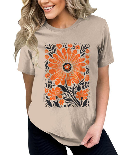 Spring Blooms Floral Graphic Tees For Women