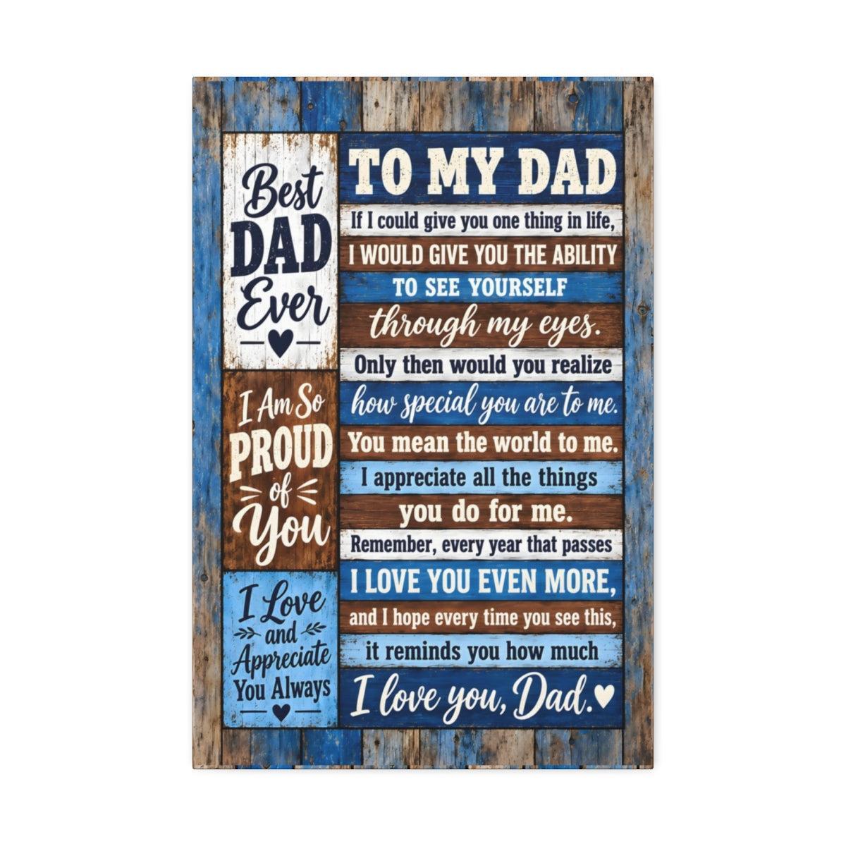 To My Dad canvas wall art front