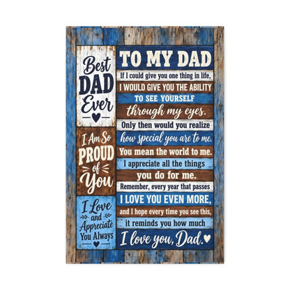 To My Dad canvas wall art front