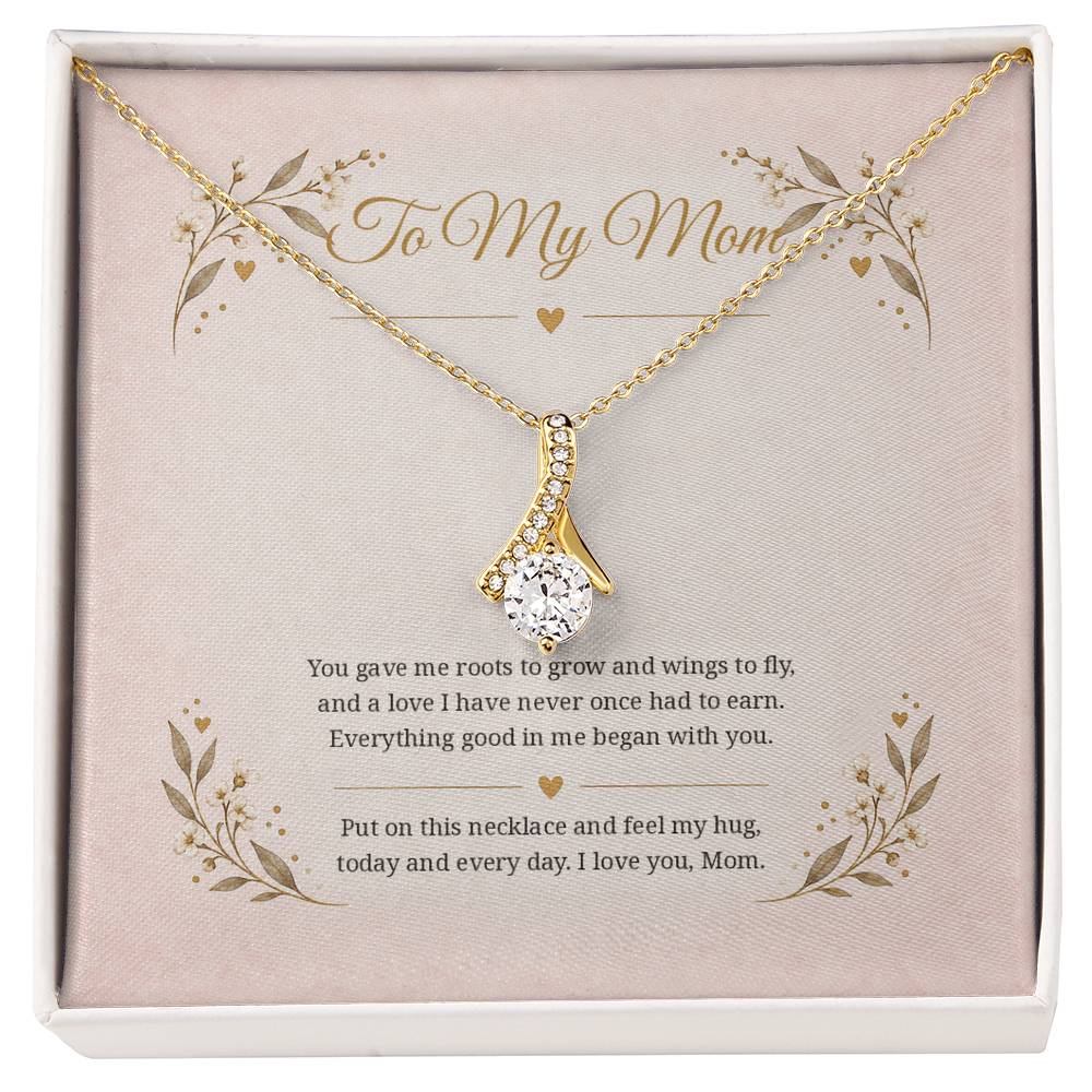 To My Mom Roots And Wings Alluring Beauty necklace - 18K Yellow Gold Finish Standard Box