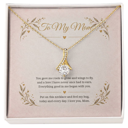 To My Mom Roots And Wings Alluring Beauty necklace - 18K Yellow Gold Finish Standard Box