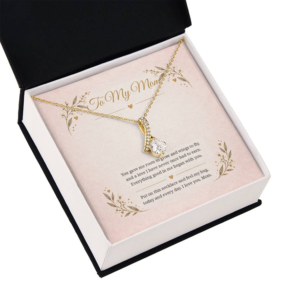 To My Mom Roots And Wings Alluring Beauty necklace - 18K Yellow Gold Finish Standard Box