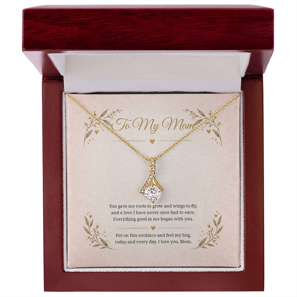 To My Mom Roots And Wings Alluring Beauty necklace - 18K Yellow Gold Finish Luxury Box