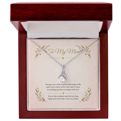 To My Mom Roots And Wings Alluring Beauty necklace - 14K White Gold Finish Luxury Box