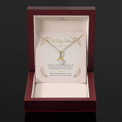 To My Mom Roots And Wings Alluring Beauty necklace - 18K Yellow Gold Finish Luxury Box