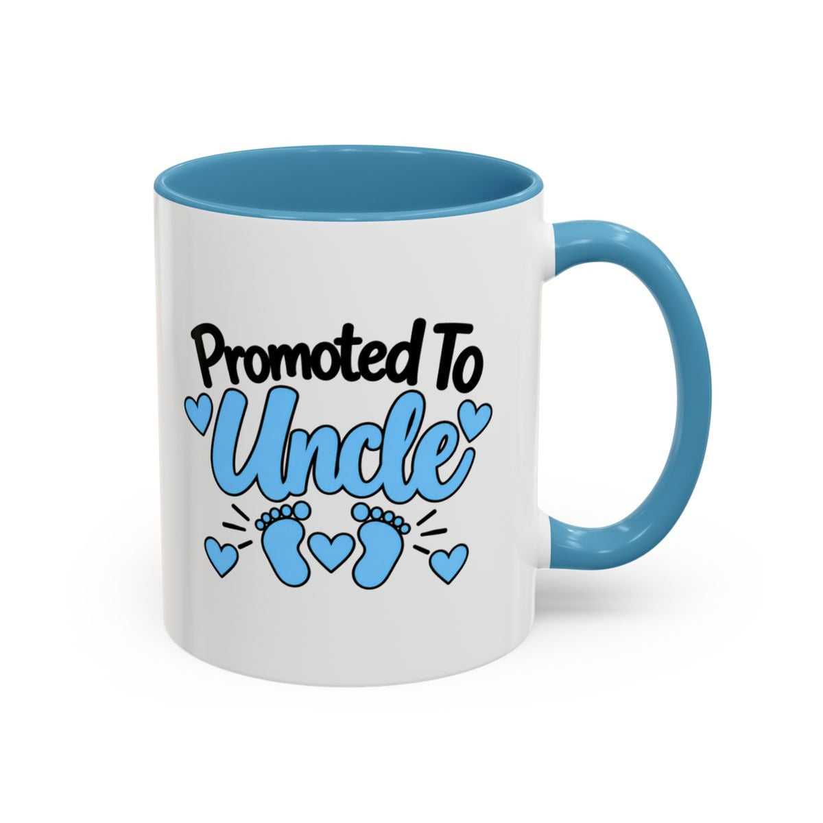 Promoted To Uncle Mug - New Uncle Pregnancy Announcement Gift - 11oz Light Blue Accent Coffee Mug