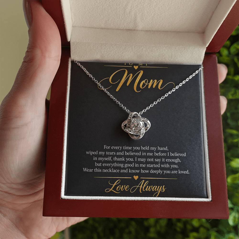 To My Mom Necklace - Love Always - 14K White Gold Finish / Luxury Box with message card in hand