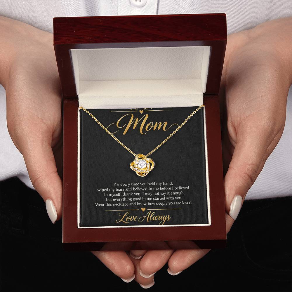 To My Mom Necklace - Love Always - 18K Yellow Gold Finish / Luxury Box with message card in hand