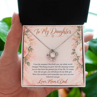 To My Daughter Necklace - My Little Girl - 14K White Gold Finish / Standard Box with message card in hand