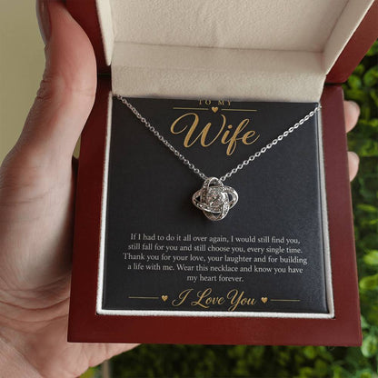 To My Wife Necklace - Still Choose You - 14K White Gold Finish / Luxury Box with message card in hand