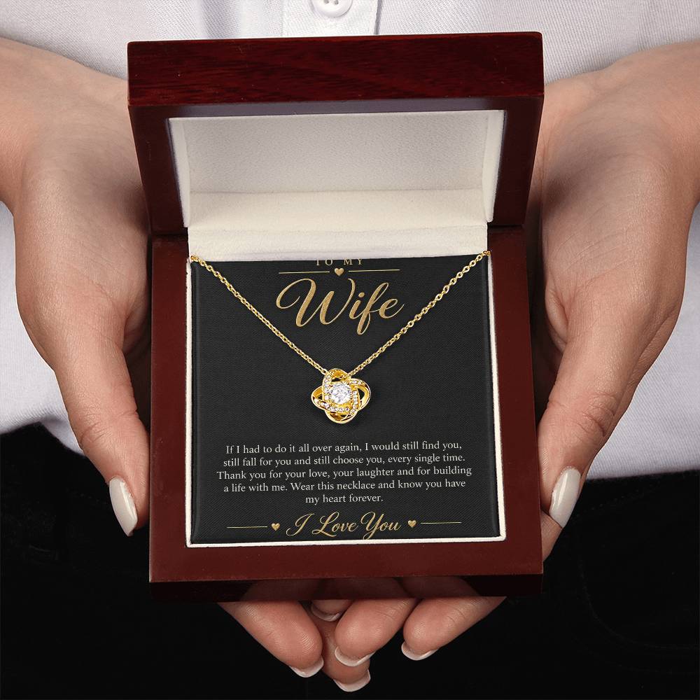 To My Wife Necklace - Still Choose You - 18K Yellow Gold Finish / Luxury Box with message card in hand