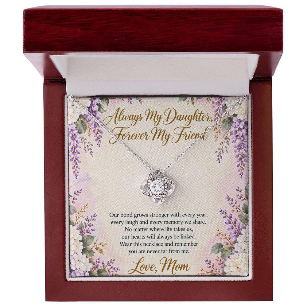 Mom and Daughter Necklace - Forever My Friend - 14K White Gold Finish / Luxury Box