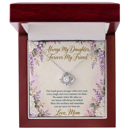 Mom and Daughter Necklace - Forever My Friend - 14K White Gold Finish / Luxury Box