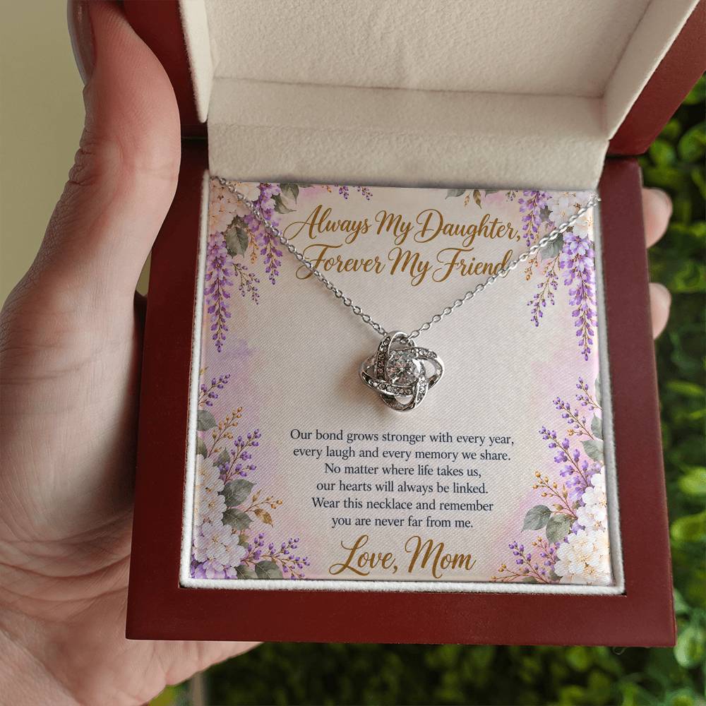 Mom and Daughter Necklace - Forever My Friend - 14K White Gold Finish / Luxury Box with message card in hand