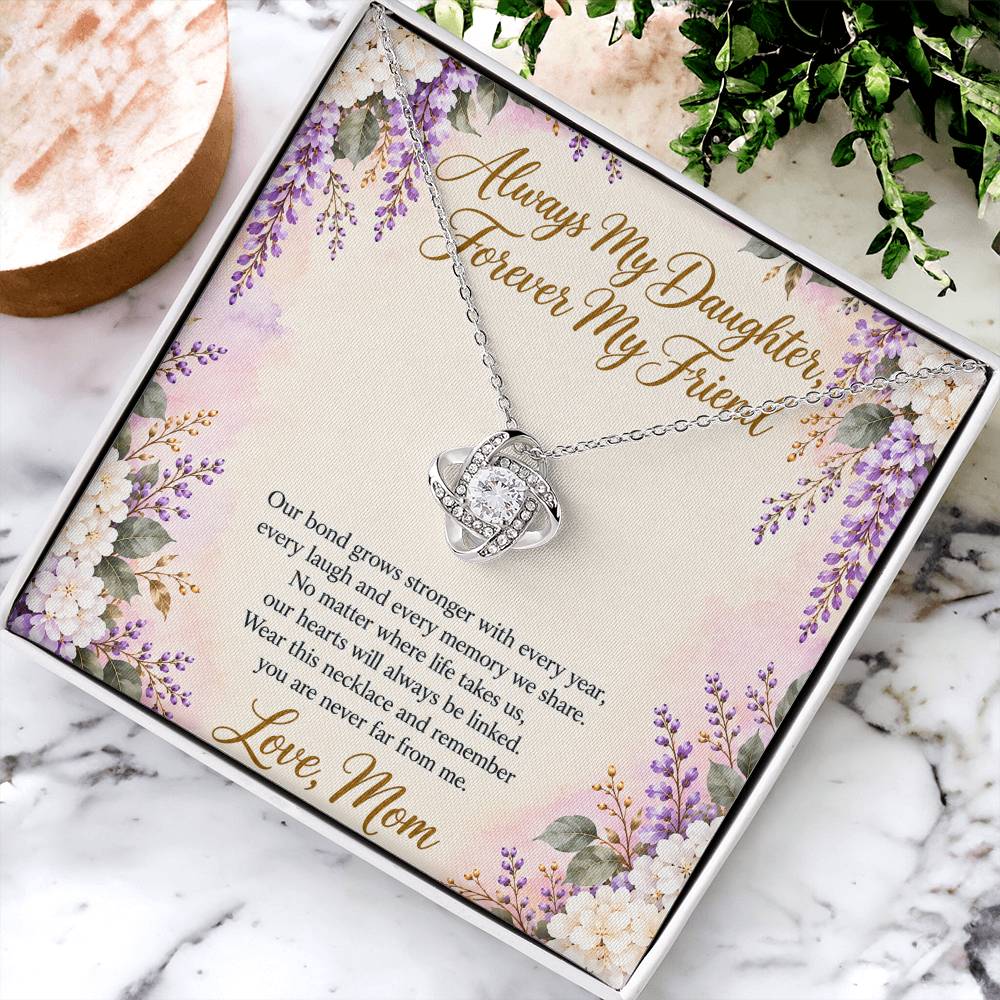 Mom and Daughter Necklace - Forever My Friend - 14K White Gold Finish / Standard Box lifestyle