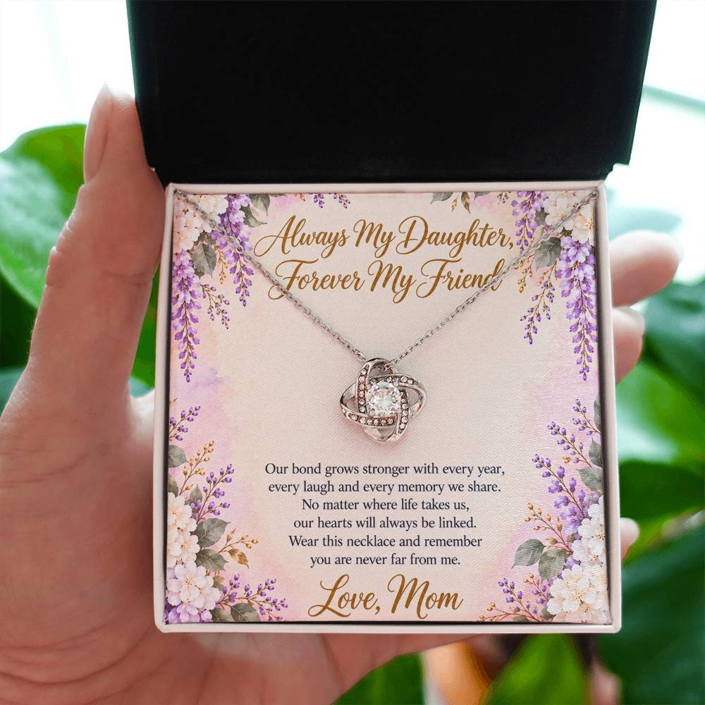 Mom and Daughter Necklace - Forever My Friend - 14K White Gold Finish / Standard Box with message card in hand