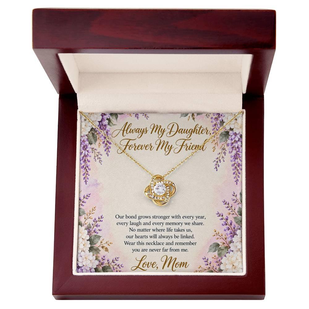 Mom and Daughter Necklace - Forever My Friend - 18K Yellow Gold Finish / Luxury Box