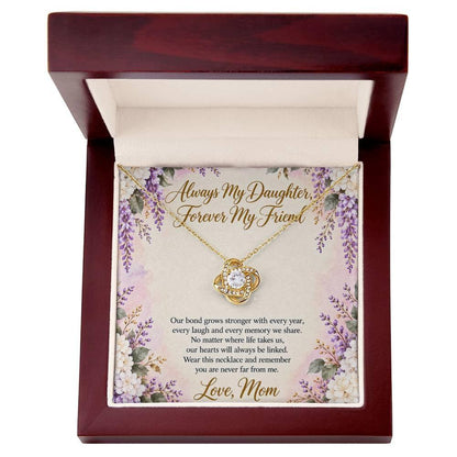 Mom and Daughter Necklace - Forever My Friend - 18K Yellow Gold Finish / Luxury Box