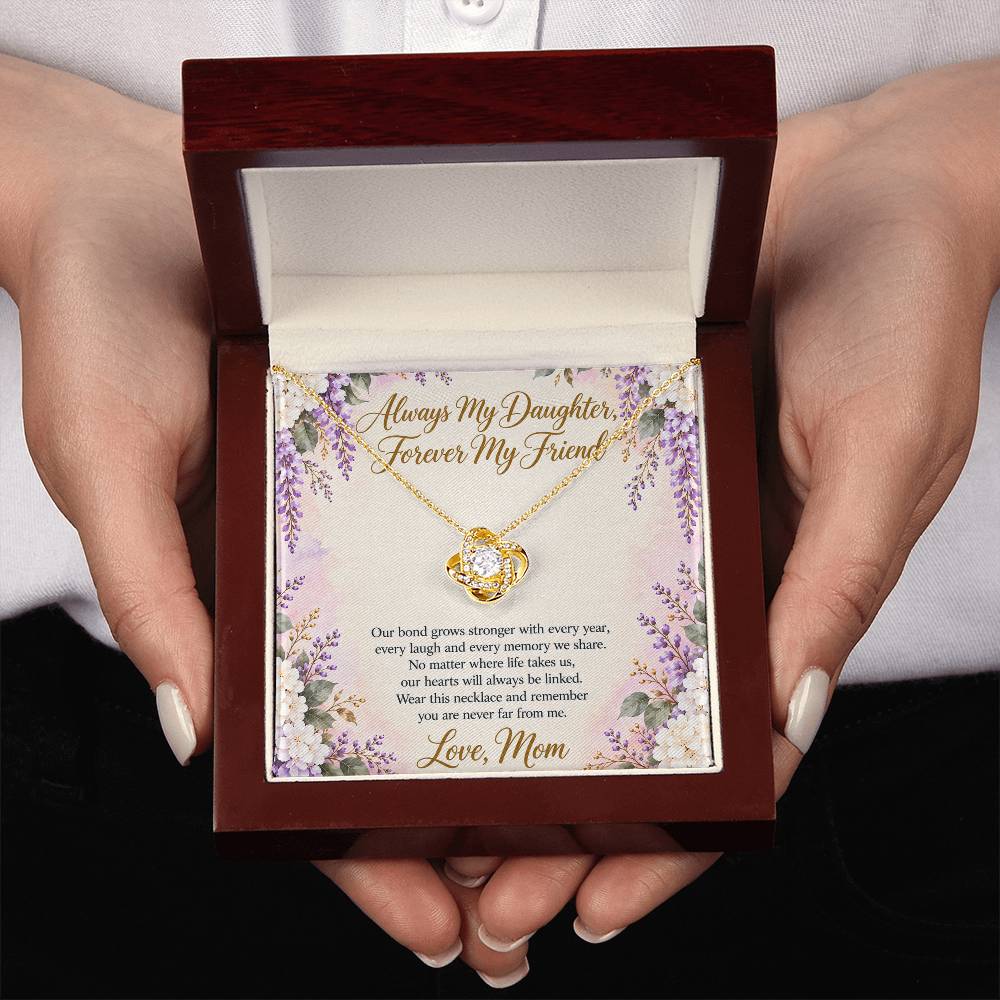 Mom and Daughter Necklace - Forever My Friend - 18K Yellow Gold Finish / Luxury Box with message card in hand