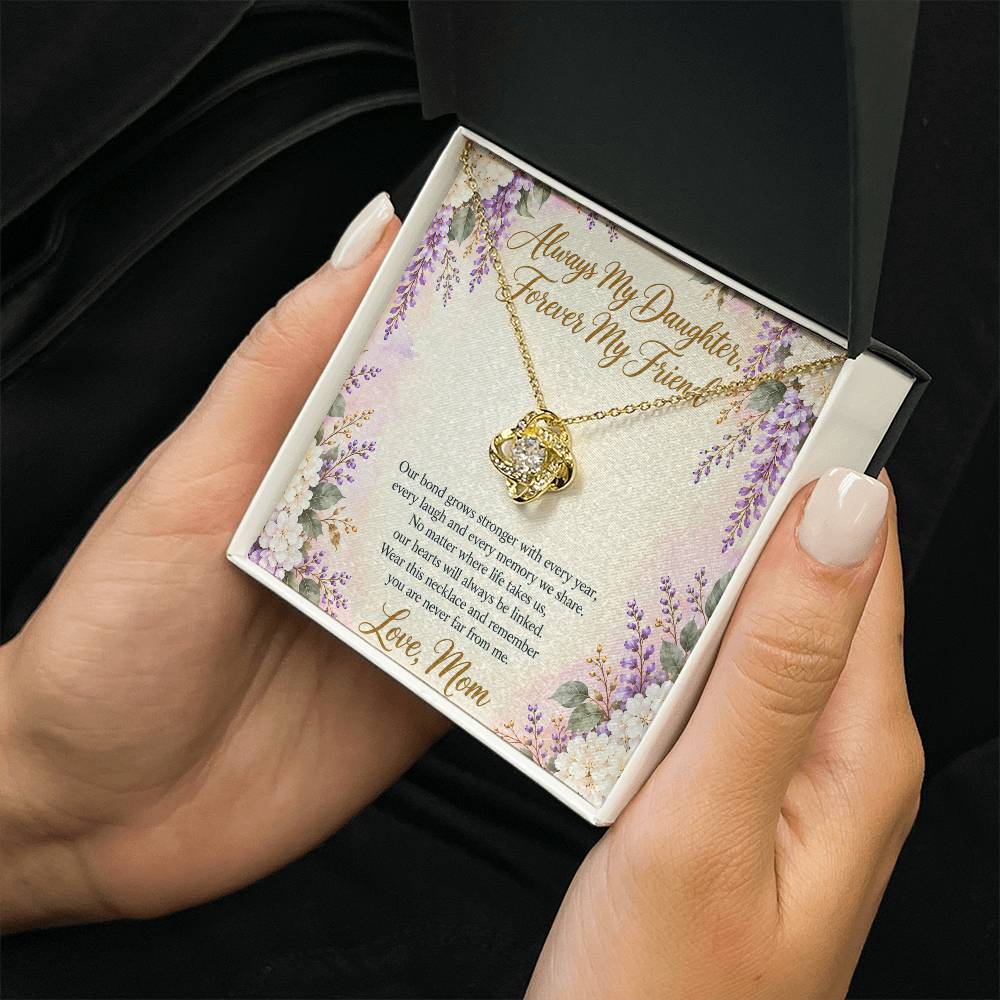 Mom and Daughter Necklace - Forever My Friend - 18K Yellow Gold Finish / Standard Box with message card in hand