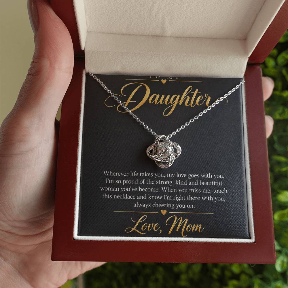 To My Daughter Necklace - Wherever Life Takes You - 14K White Gold Finish / Luxury Box with message card in hand