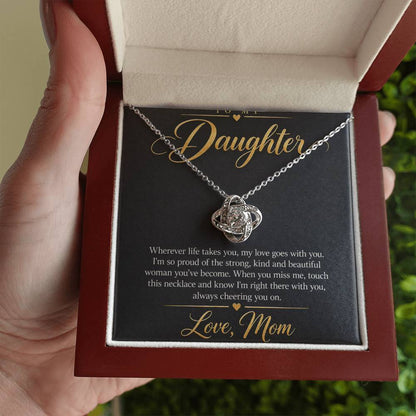 To My Daughter Necklace - Wherever Life Takes You - 14K White Gold Finish / Luxury Box with message card in hand