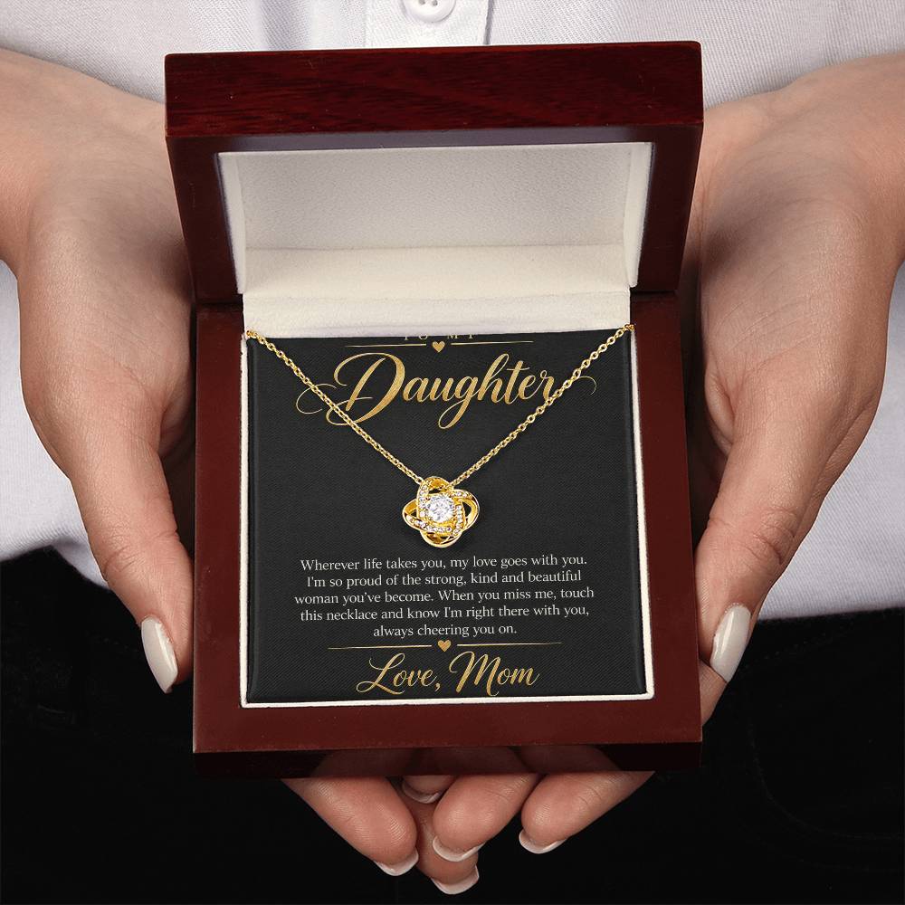 To My Daughter Necklace - Wherever Life Takes You - 18K Yellow Gold Finish / Luxury Box with message card in hand
