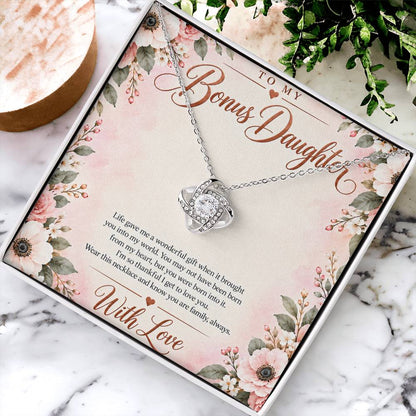 Bonus Daughter Necklace - Born Into My Heart - 14K White Gold Finish / Standard Box lifestyle