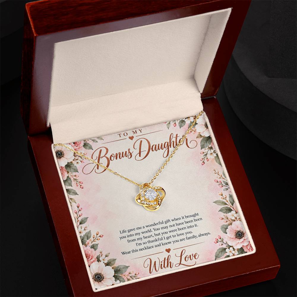 Bonus Daughter Necklace - Born Into My Heart - 18K Yellow Gold Finish / Luxury Box lifestyle