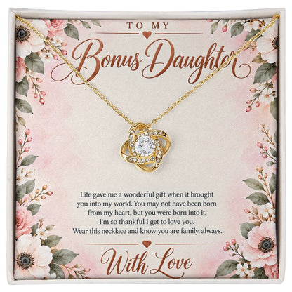 Bonus Daughter Necklace - Born Into My Heart - 18K Yellow Gold Finish / Standard Box