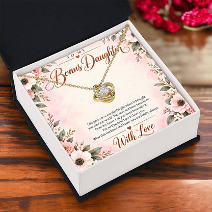 Bonus Daughter Necklace - Born Into My Heart - 18K Yellow Gold Finish / Standard Box lifestyle