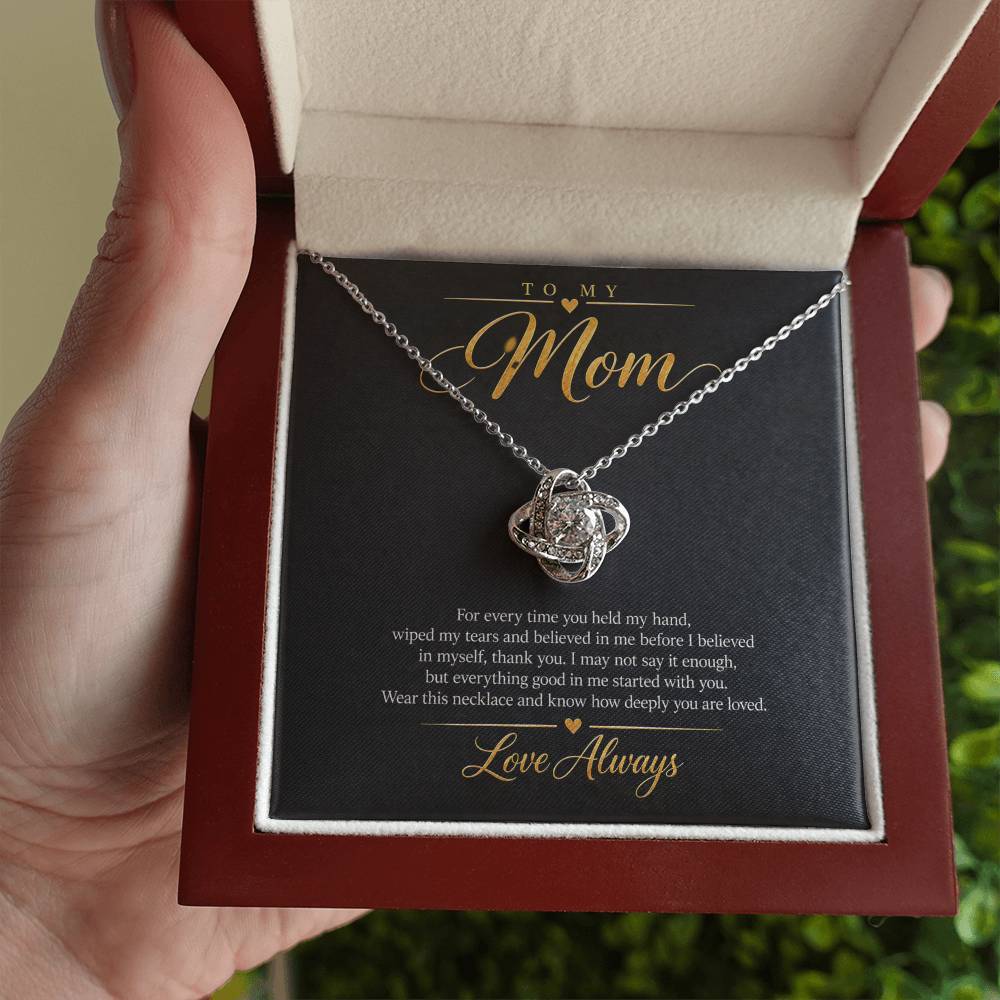 To My Mom Necklace - Love Always - White Gold Finish / Luxury Box with message card in hand