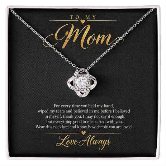 To My Mom Necklace - Love Always - White Gold Finish / Standard Box