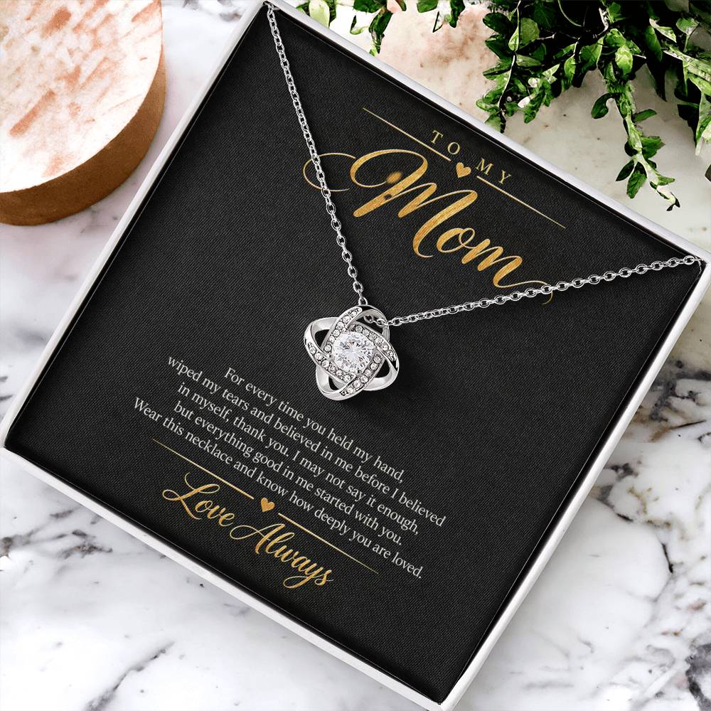 To My Mom Necklace - Love Always - White Gold Finish / Standard Box lifestyle