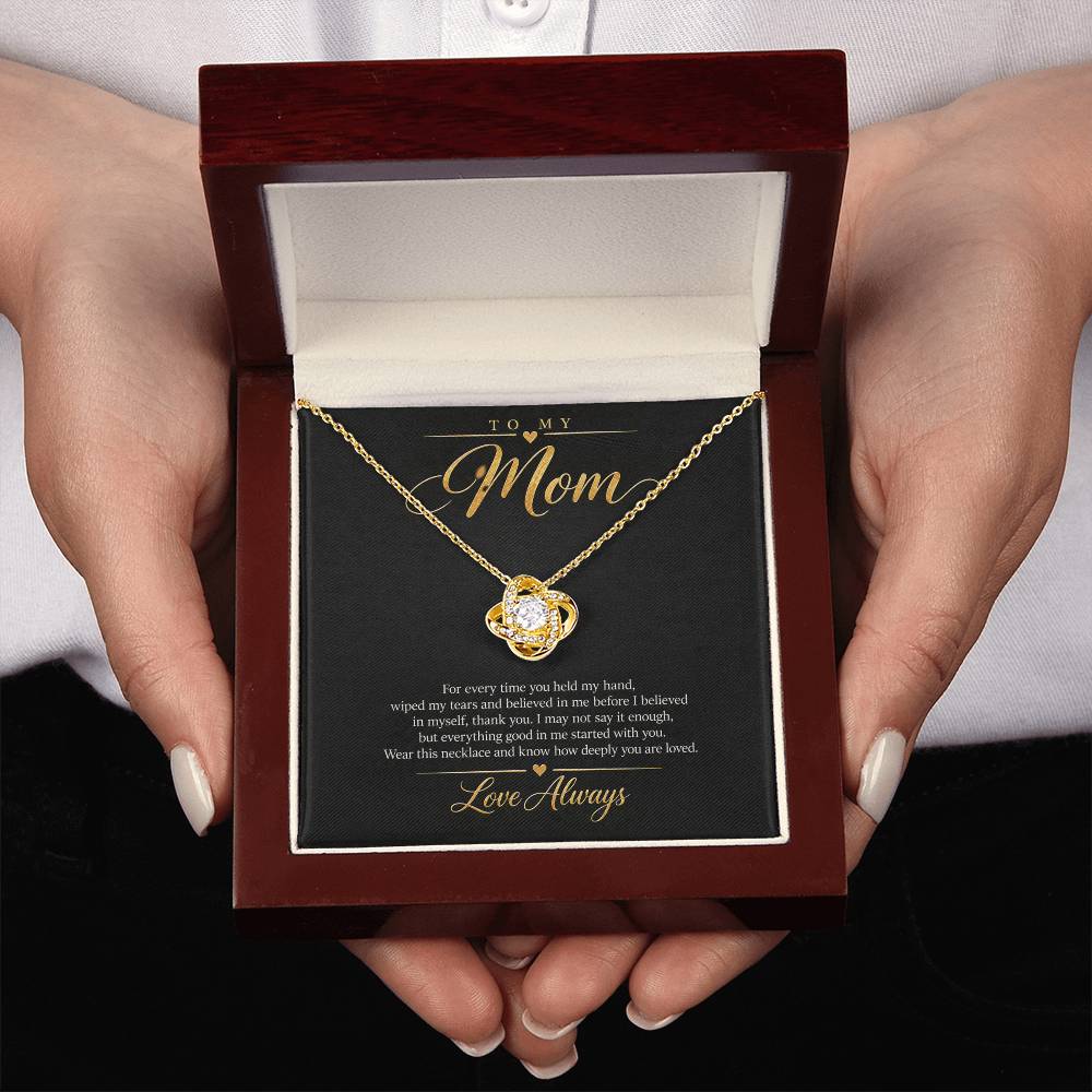 To My Mom Necklace - Love Always - Yellow Gold Finish / Luxury Box with message card in hand