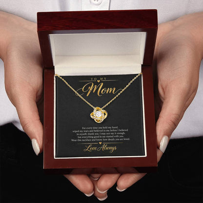 To My Mom Necklace - Love Always - Yellow Gold Finish / Luxury Box with message card in hand