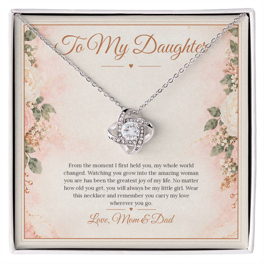 To My Daughter Necklace - My Little Girl - White Gold Finish / Standard Box