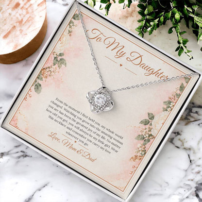 To My Daughter Necklace - My Little Girl - White Gold Finish / Standard Box lifestyle