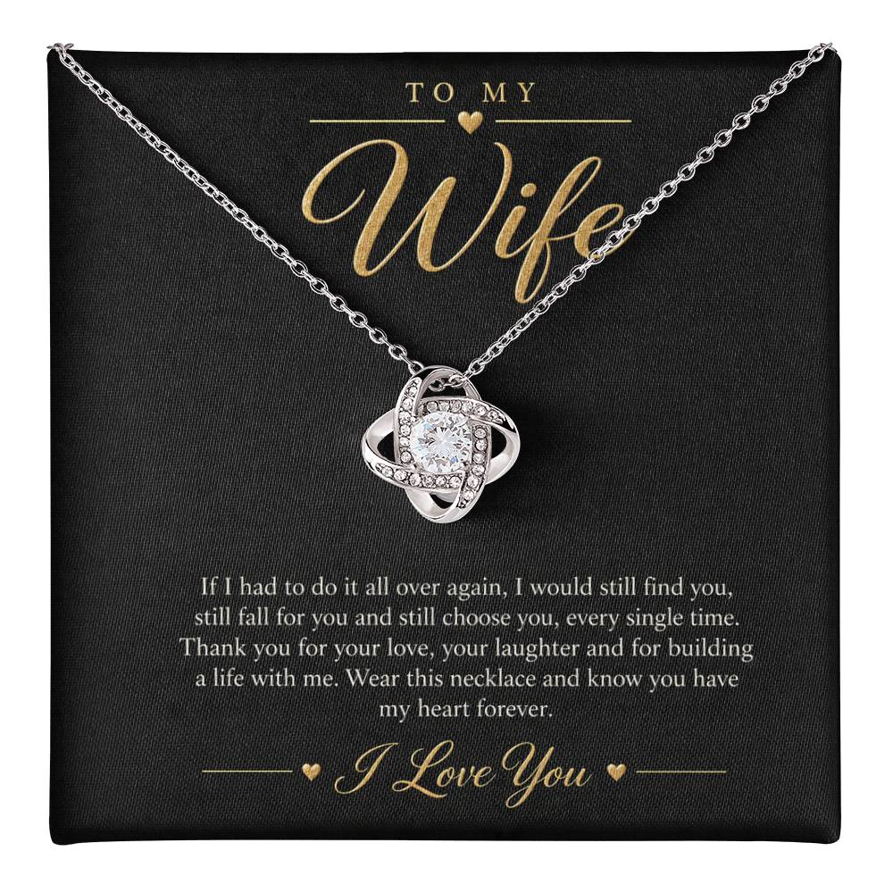 To My Wife Necklace - Still Choose You - message card close-up, White Gold Finish