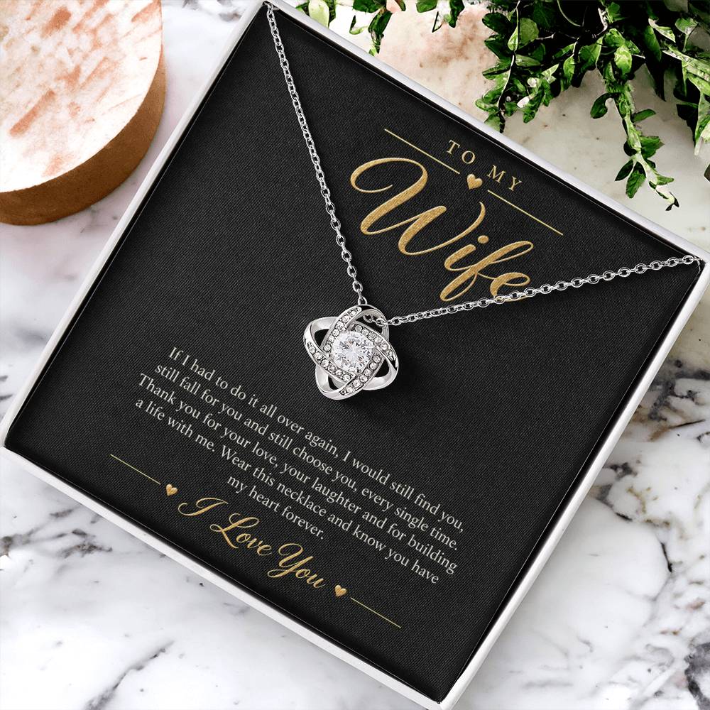To My Wife Necklace - Still Choose You - White Gold Finish / Standard Box lifestyle